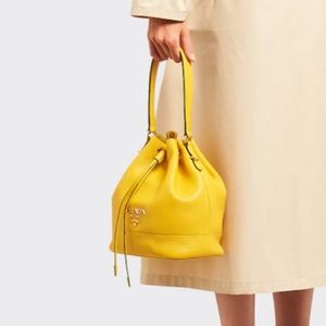 Prada Leather Bucket Bag Sunny Yellow